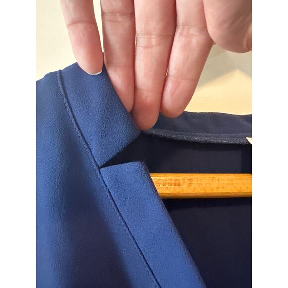 Iris & Ink Navy V-Neck Shift Dress Size 12 Work Office Career Dress - Picture 11 of 13